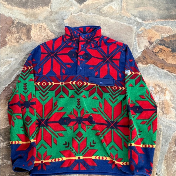 Polo Ralph Lauren Snowflake Nordic Fair Isle Snap Fleece Jacket Mens Small